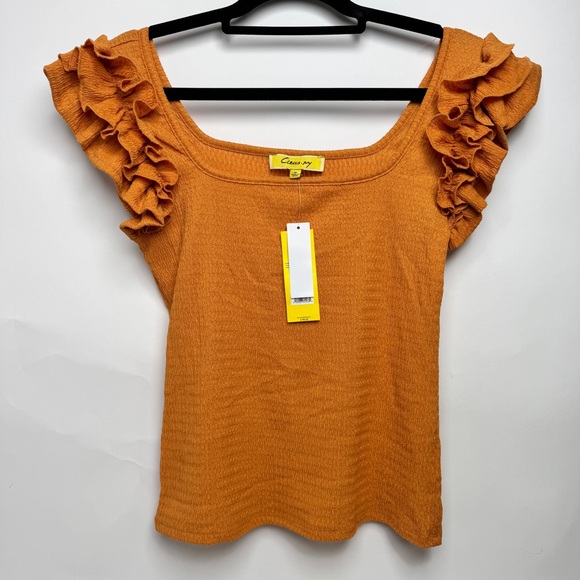 CIRCUS NY By SAM EDELMAN Size Medium Orange Square Neck NWT Flutter Sleeve Top - Picture 1 of 6